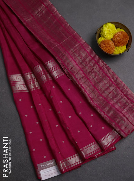 Pink & Green Semi Mysore Silk Saree - Buttas