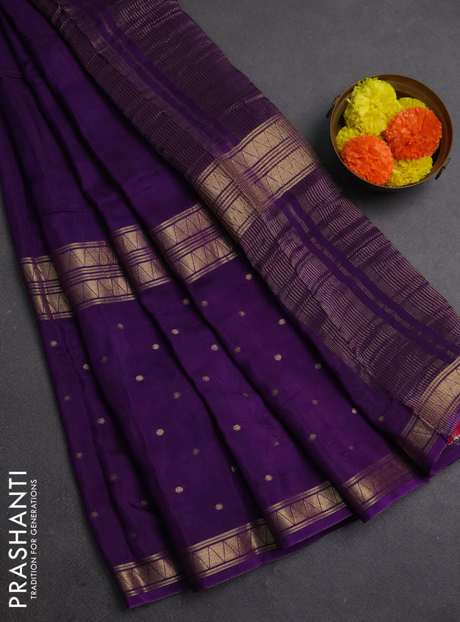 Violet & Pink Semi Mysore Silk Saree - Buttas