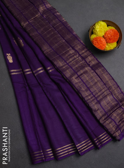 Purple & Pink Semi Mysore Silk Saree - Buttas