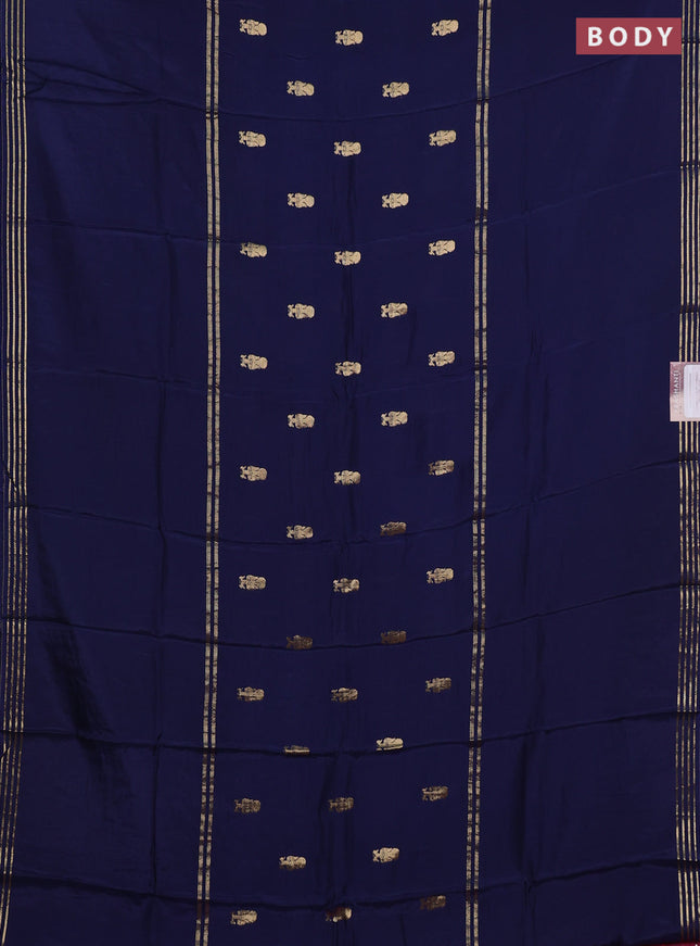 Navy Blue & Pink Semi Mysore Silk Saree - Buttas