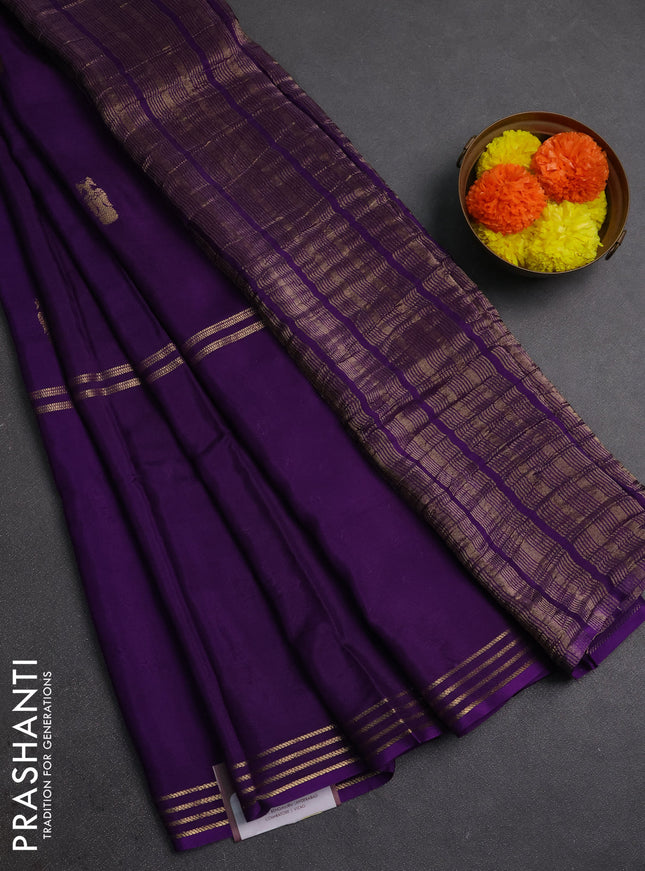 Violet & Pink Semi Mysore Silk Saree - Buttas