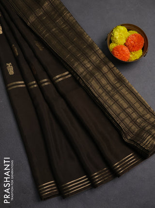 Coffee Brown & Mustard Yellow Semi Mysore Silk Saree - Buttas