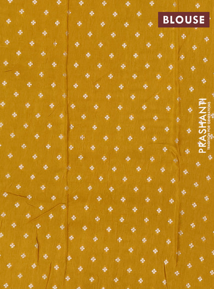 Coffee Brown & Mustard Yellow Semi Mysore Silk Saree - Buttas