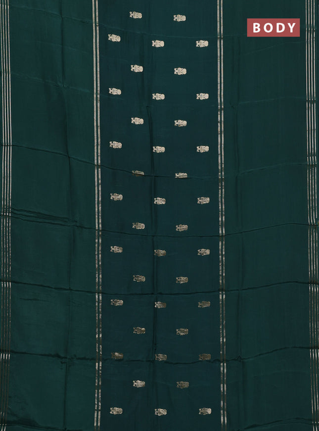 Green & Mustard Yellow Semi Mysore Silk Saree - Buttas