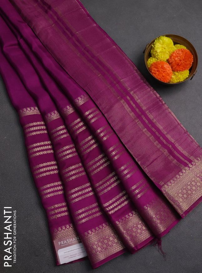 Purple & Mustard Yellow Semi Mysore Silk Saree