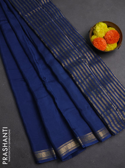 Peacock Blue & Mustard Yellow Semi Mysore Silk Saree