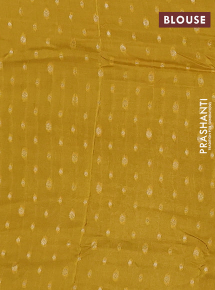 Peacock Blue & Mustard Yellow Semi Mysore Silk Saree