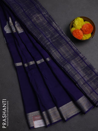 Navy Blue & Pink Semi Mysore Silk Saree - Buttas