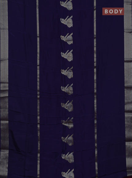 Navy Blue & Pink Semi Mysore Silk Saree - Buttas