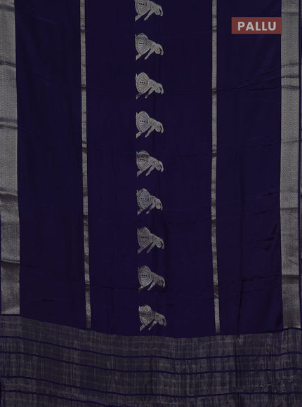 Navy Blue & Pink Semi Mysore Silk Saree - Buttas