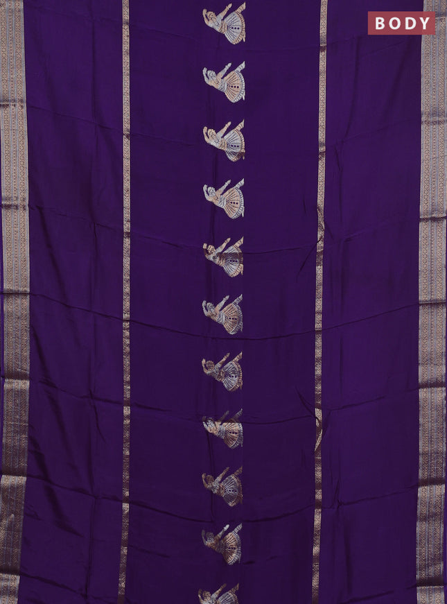 Purple & Pink Semi Mysore Silk Saree - Buttas