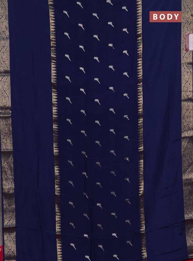 Navy Blue & Pink Semi Mysore Silk Saree - Buttas