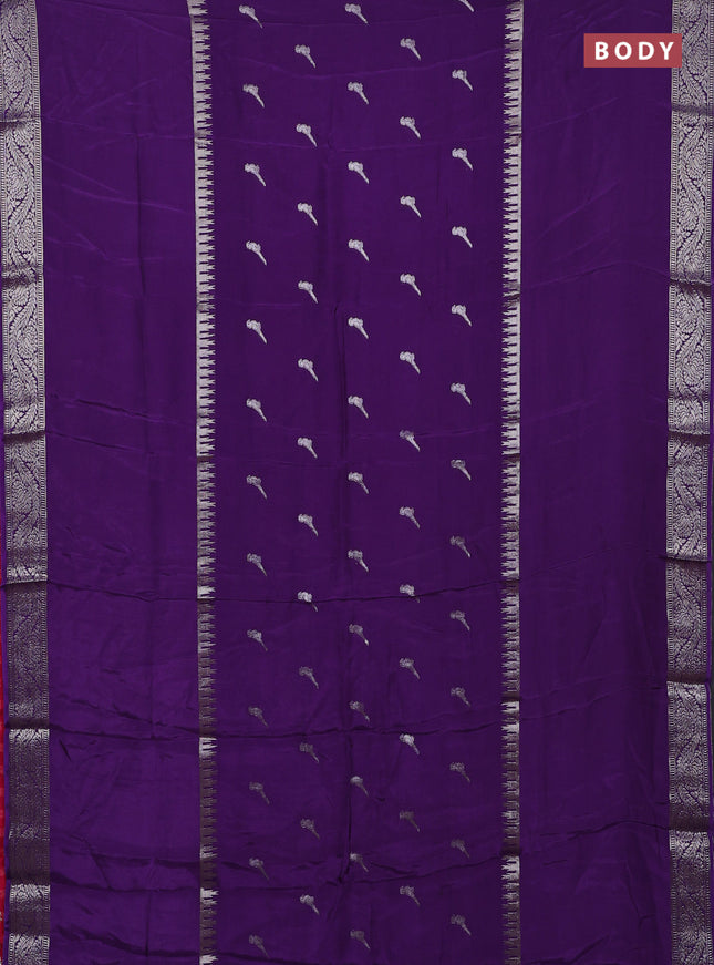 Purple & Pink Semi Mysore Silk Saree - Buttas