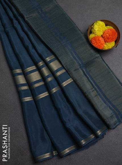 Peacock Green & Mustard Yellow Semi Mysore Silk Saree