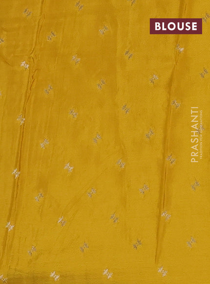 Peacock Green & Mustard Yellow Semi Mysore Silk Saree