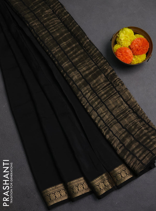 Black &  Semi Mysore Silk Saree