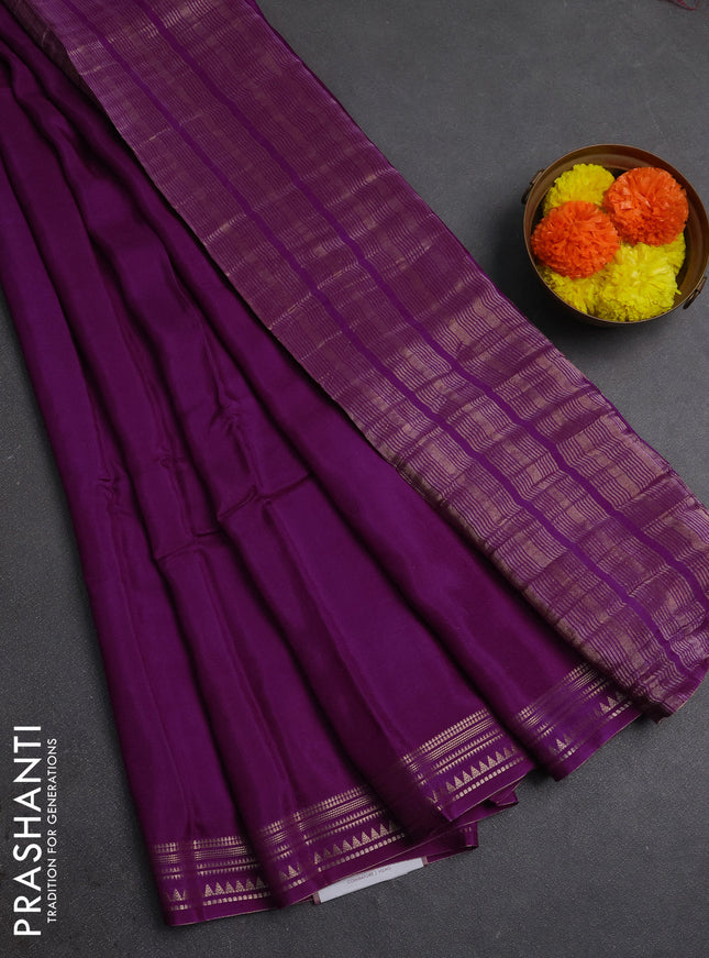 Magenta Pink & Orange Semi Mysore Silk Saree