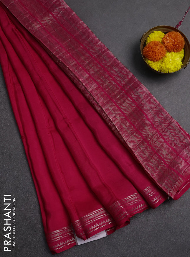 Pink & Green Semi Mysore Silk Saree