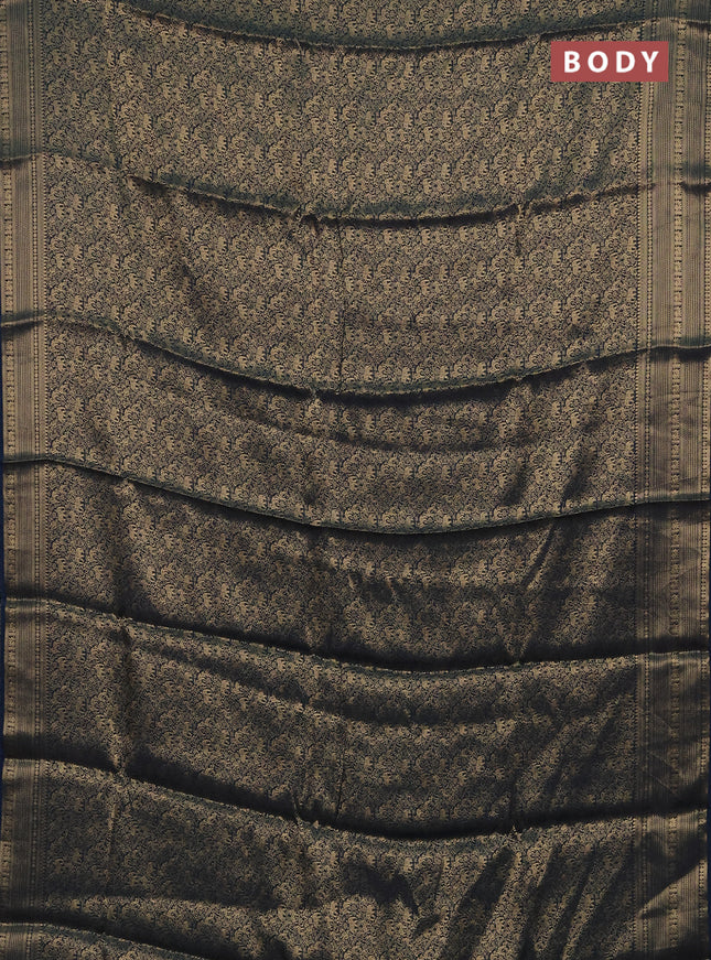 Peacock Blue & Mustard Yellow Semi Mysore Silk Saree - Brocade Weaves