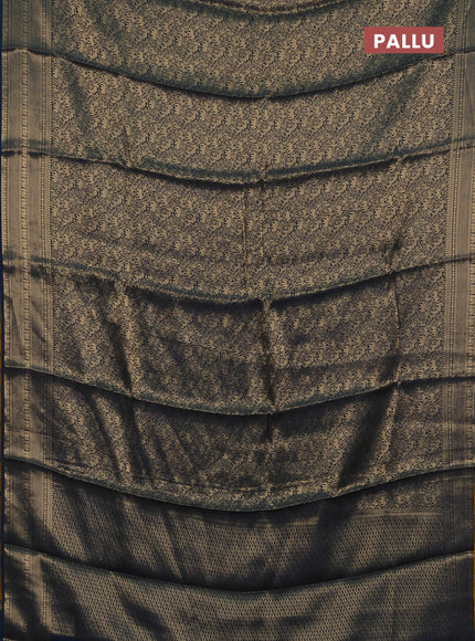 Peacock Blue & Mustard Yellow Semi Mysore Silk Saree - Brocade Weaves