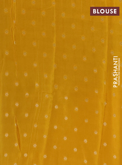 Peacock Blue & Mustard Yellow Semi Mysore Silk Saree - Brocade Weaves