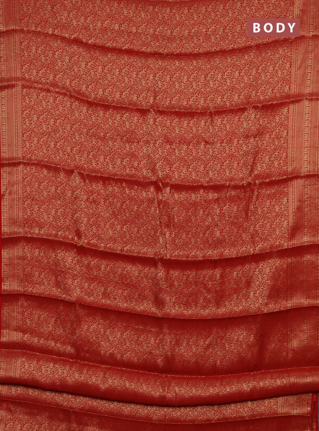 Red & Pink Semi Mysore Silk Saree - Brocade Weaves