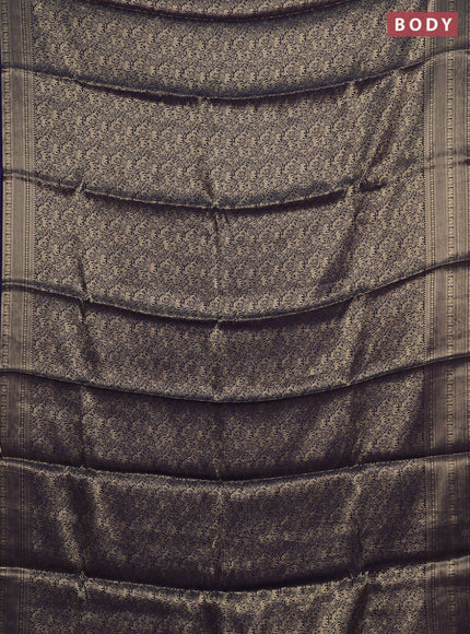 Navy Blue & Pink Semi Mysore Silk Saree - Brocade Weaves