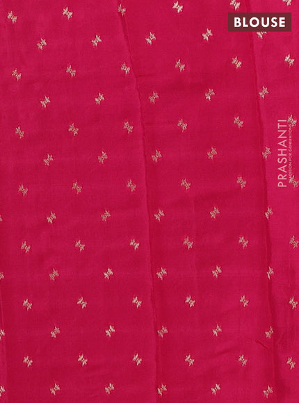 Navy Blue & Pink Semi Mysore Silk Saree - Brocade Weaves