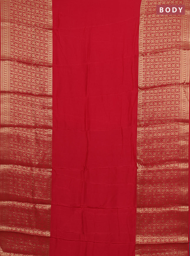 Red & Green Semi Mysore Silk Saree