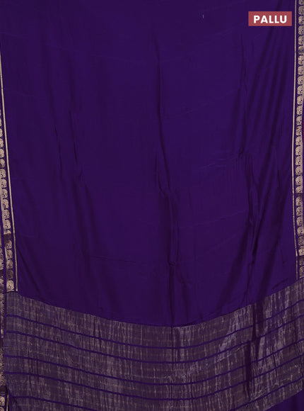 Mustard Yellow & Purple Semi Mysore Silk Saree - Brocade Weaves