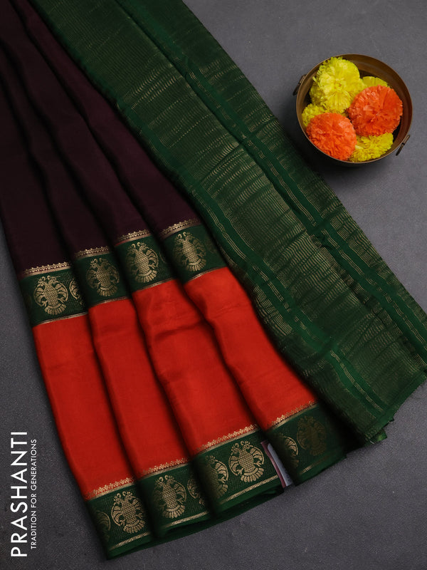 Orange & Pink Semi Mysore Silk Saree