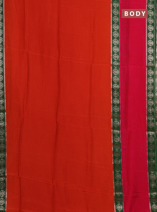 Orange & Pink Semi Mysore Silk Saree
