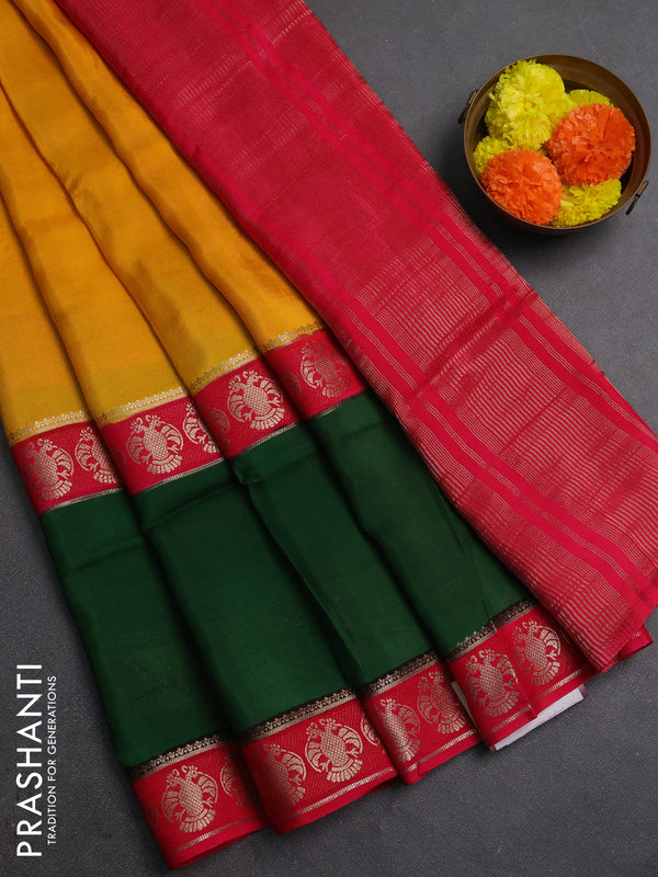 Purple & Teal Blue Semi Mysore Silk Saree