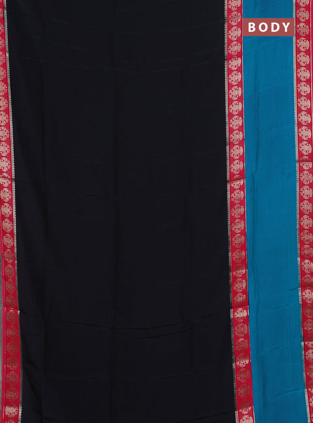 Black & Pink Semi Mysore Silk Saree