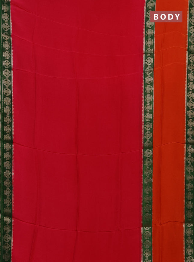 Pink & Orange Semi Mysore Silk Saree