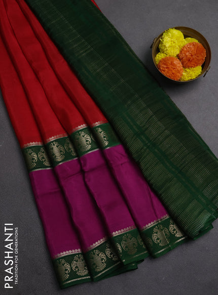 Coffee Brown & Orange Semi Mysore Silk Saree