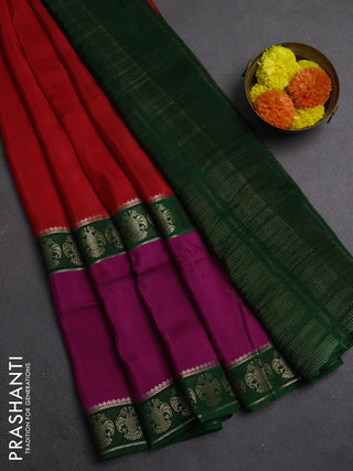 Coffee Brown & Orange Semi Mysore Silk Saree