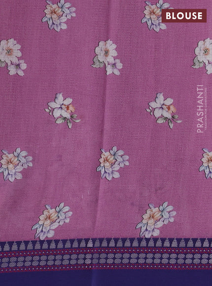 Pink & Blue  Kota Silk Cotton Saree - Floral Prints