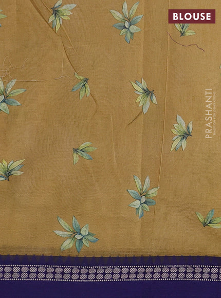 Sandal & Blue  Kota Silk Cotton Saree - Floral Prints