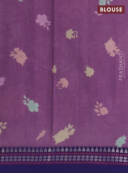 Purple & Blue  Kota Silk Cotton Saree - Floral Prints