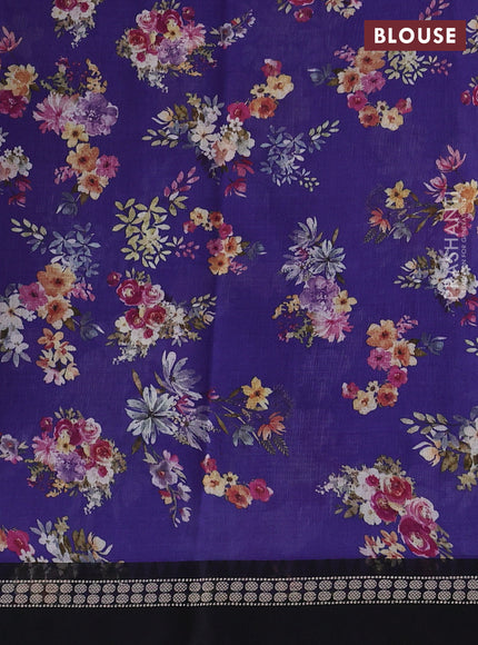 Violet & Black  Kota Silk Cotton Saree - Floral Prints