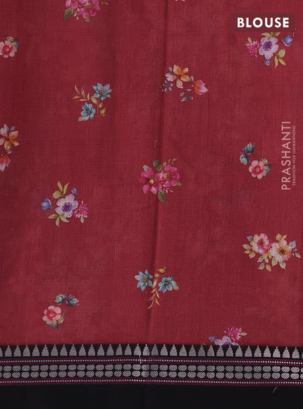 Maroon & Black  Kota Silk Cotton Saree - Floral Prints