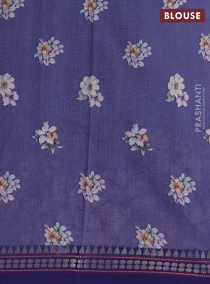 Grey & Blue  Kota Silk Cotton Saree - Floral Prints