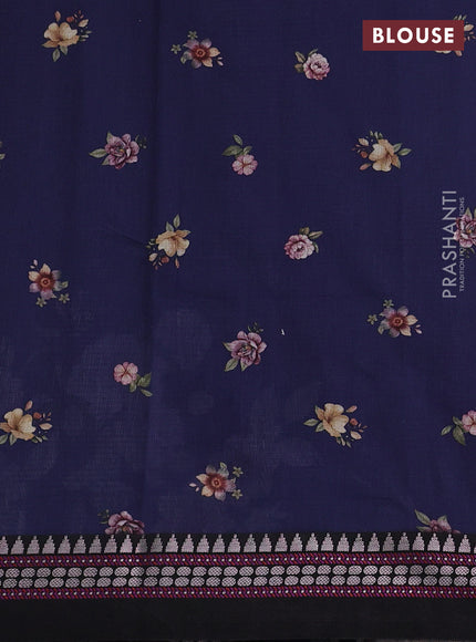 Grey & black Kota Silk Cotton Saree - Floral Prints