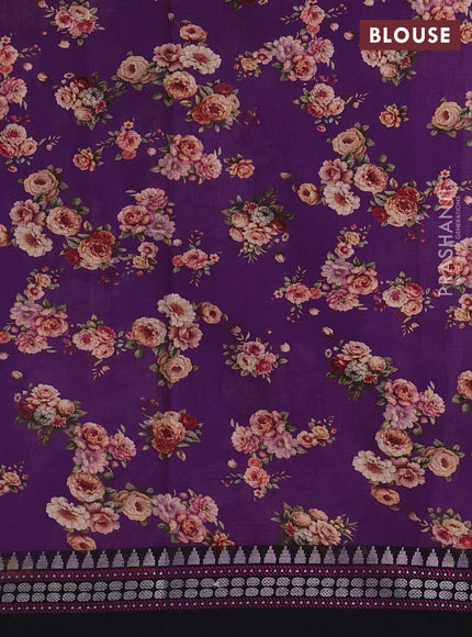 Purple & Black  Kota Silk Cotton Saree - Floral Prints