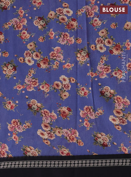 Blue & Black  Kota Silk Cotton Saree - Floral Prints