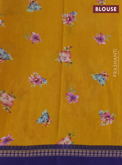 Yellow & Blue  Kota Silk Cotton Saree - Floral Prints