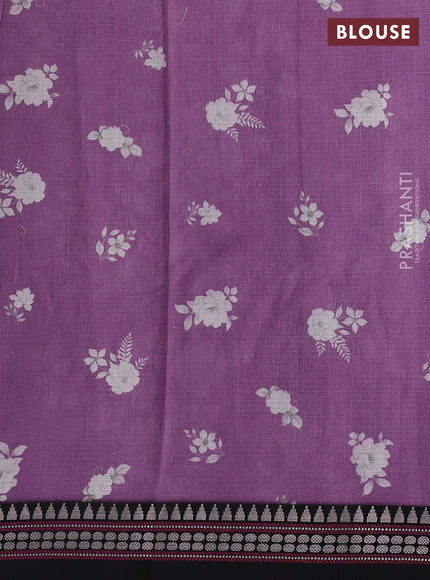 Purple & Black  Kota Silk Cotton Saree - Floral Prints