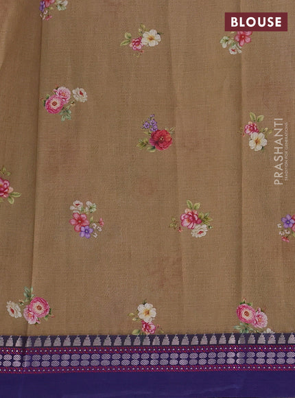 Beige & Blue  Kota Silk Cotton Saree - Floral Prints