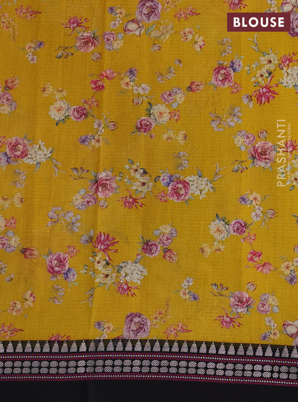 Yellow & Black  Kota Silk Cotton Saree - Floral Prints